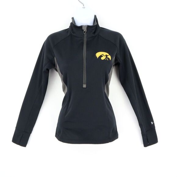 Under Armour Activewear Jacket Womens S Black Semi-Fitted Coldgear Iowa Hawkeyes - Picture 1 of 8